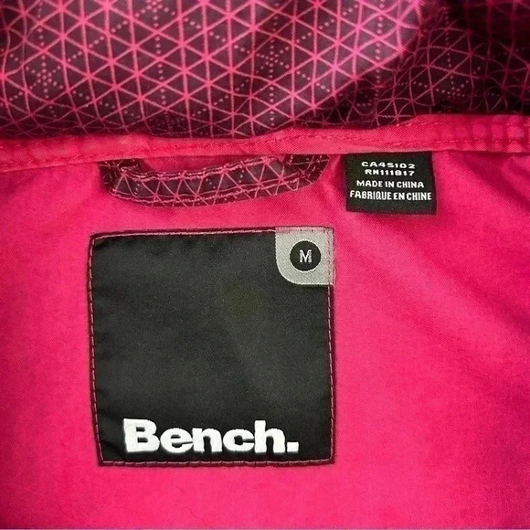 Bench Windbreaker  Barbecue Jacket Cropped Lightweight Fuschia Pink Black Medium - Picture 11 of 15